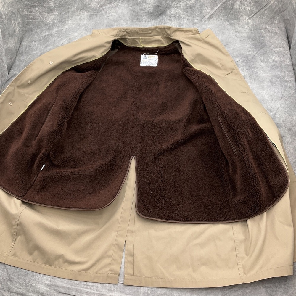 London Fog Trench Maincoats Men 42S Tan Rain Overcoat Career Classic USA VTG - Picture 5 of 15